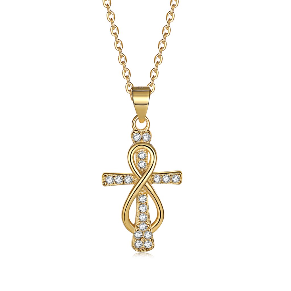 .925 Sterling Silver Vermeil Cross Necklace With 14k Gold Plating